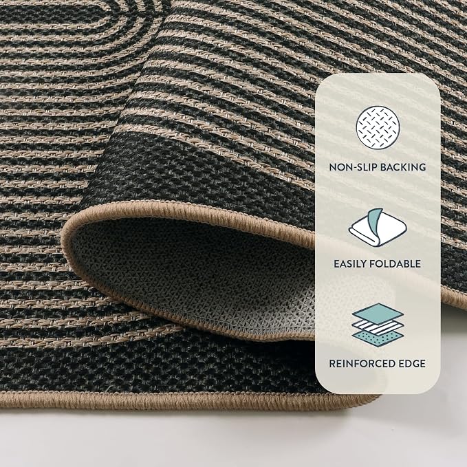 Lahome Enfys Modern Rainbow Easy Jute Rug, Washable Rugs 8x10