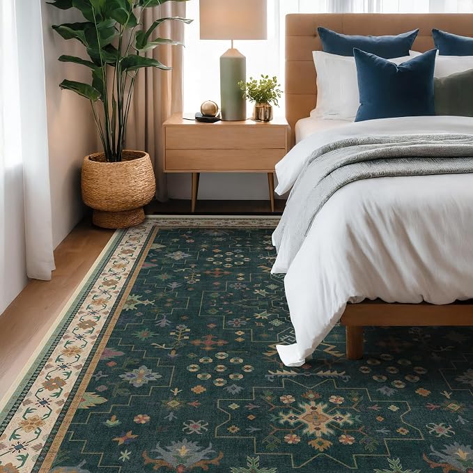 Hazo Haus Vintage Dark Green 6x9 Dining Room Rugs