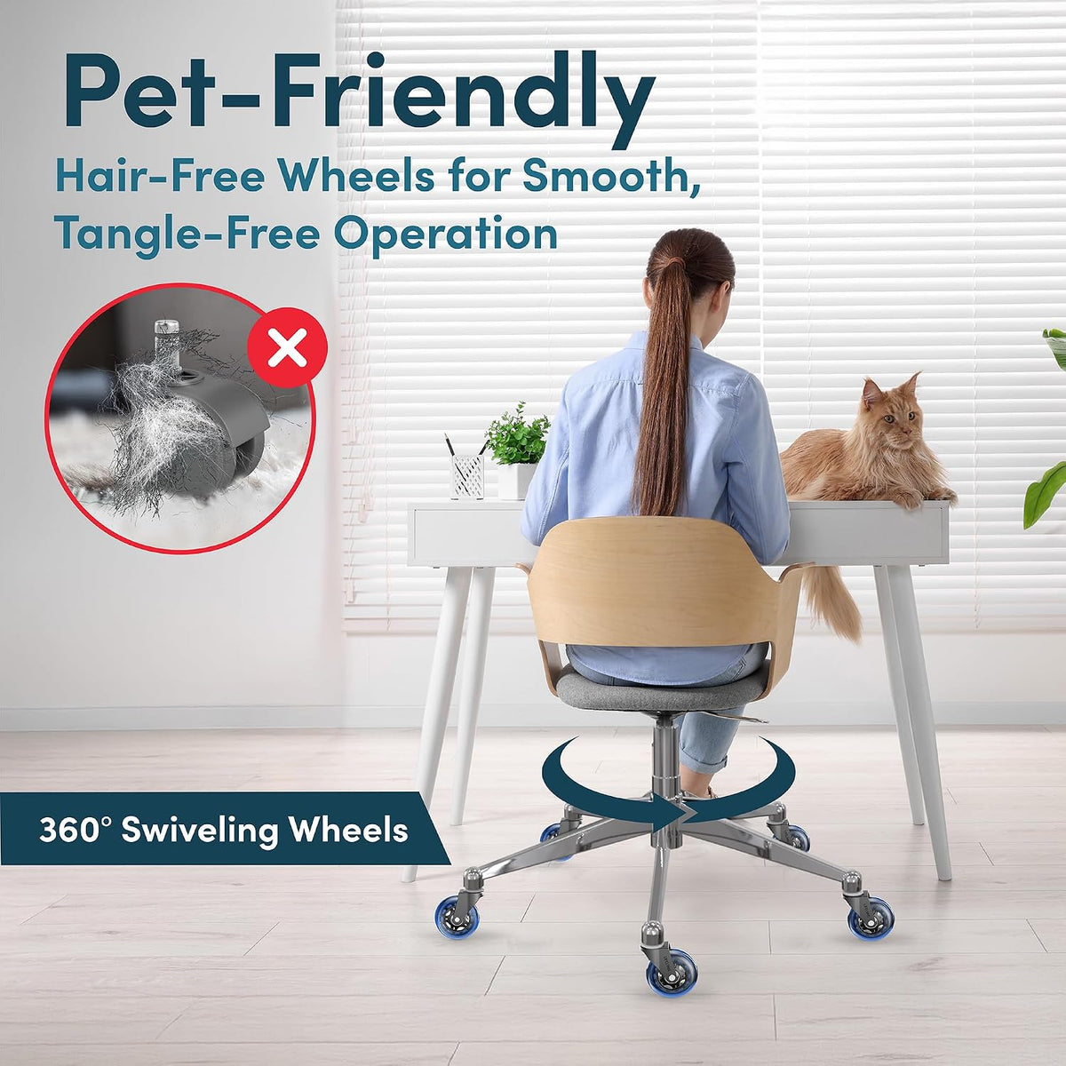 Lifelong Office Chair Wheels Replacement, Heavy Duty, Blue, 5-Pack Fits 98%