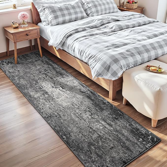 2x8 Black Rug Runners for Hallways Kitchen Runner Rug Non Slip Washable Black
