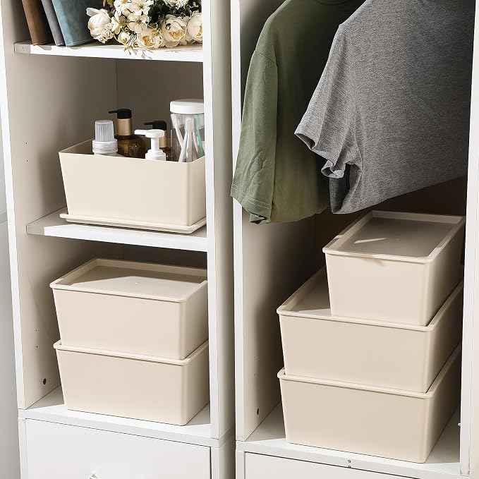 Menkxi 6 Pcs Large and Small Plastic Storage Bins