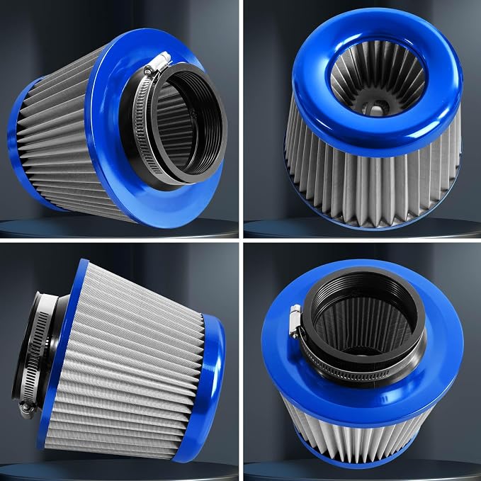 3" 76mm Universal High Flow Cold Air Intake Air Filter Upgraded Stainless Steel