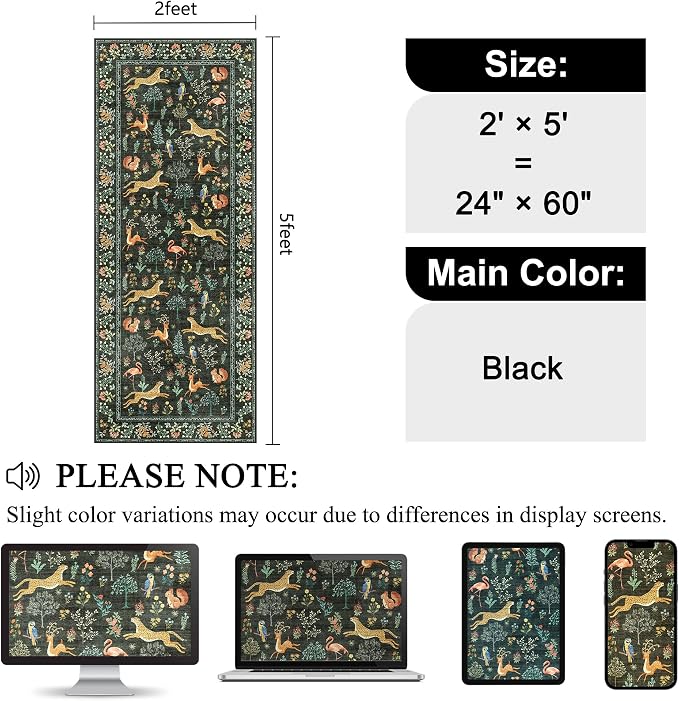 DUKINO 2x5 Rug for Hallway, Washable Kitchen Runner Rug