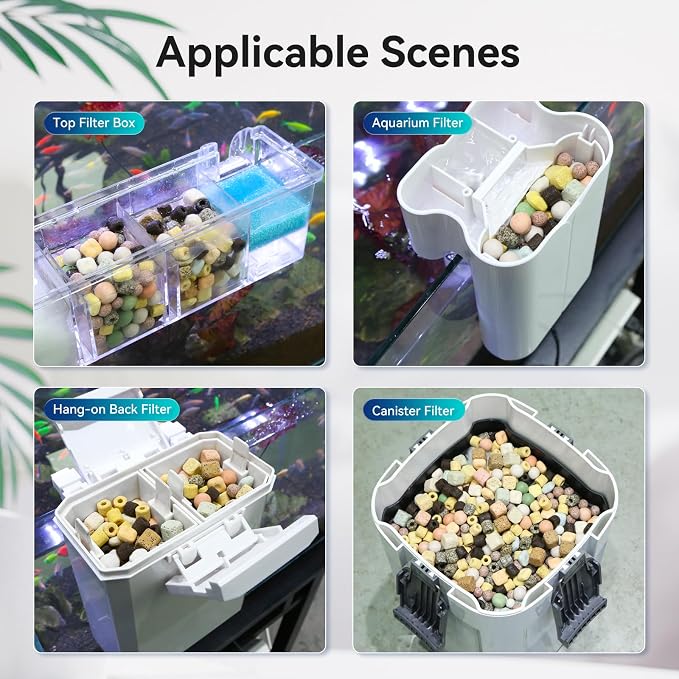 12-in-1 Aquarium Filter Media for Freshwater & Marine Tanks, Bio Filter Mix