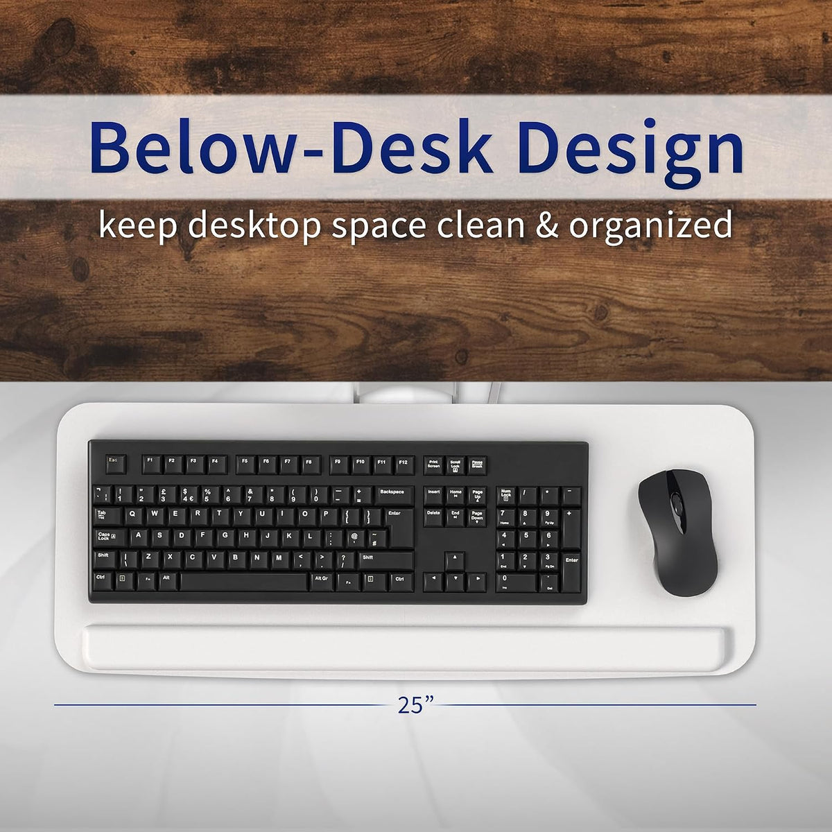 VIVO White Under Desk 25 x 10 in Keyboard Tray, MOUNT-KB03W
