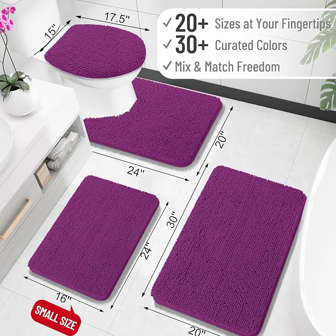 OLANLY Large Bathroom Rugs 59x35, Extra Soft Absorbent Chenille Bath Rugs