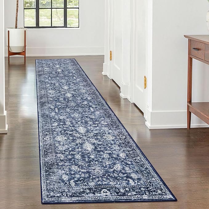 KILOCOCO Hallway Runner 2x7 Rug Runner Printed Vintage Floral Washable Kitchen