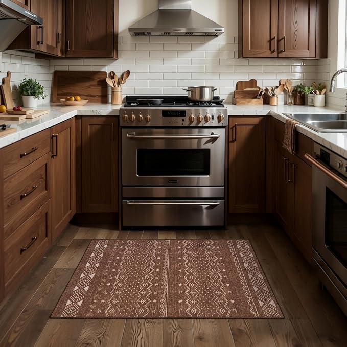SERISSA 2x3 Rugs for Entryway, Washable Non-Slip Coffee Brown Small Area Rug
