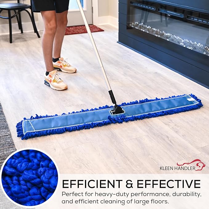 Kleen Handler 48 inch Microfiber Dust Mop | Extra Large Washable Commercial Mop Head Replacement, Pack of 3