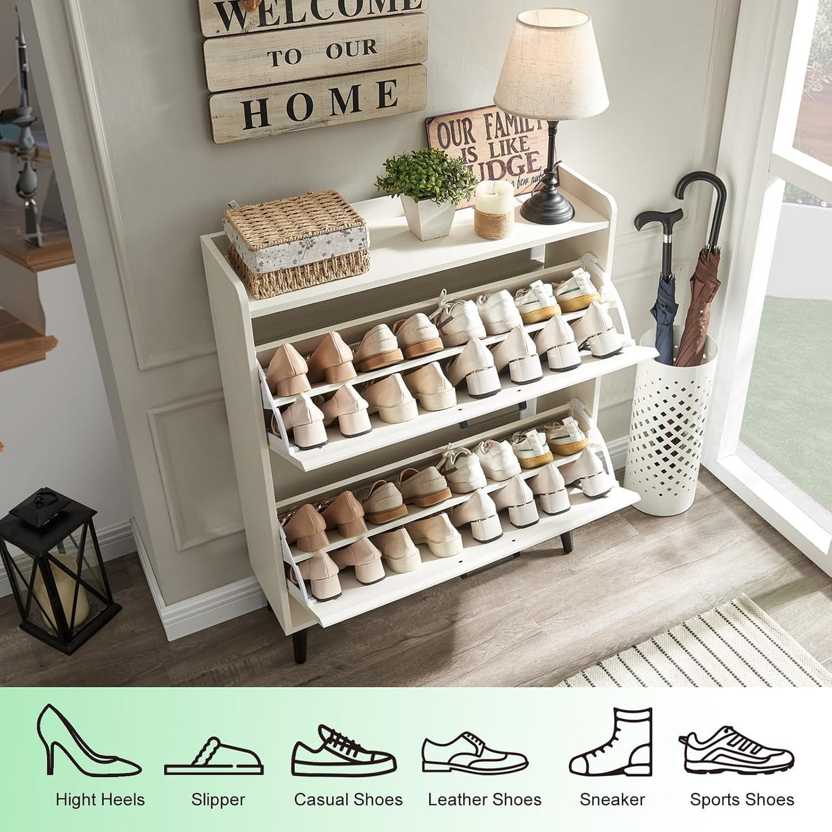 Barnyatoh Shoe Storage Cabinet with 2 Flip Drawers,Hidden Shoe Organizer