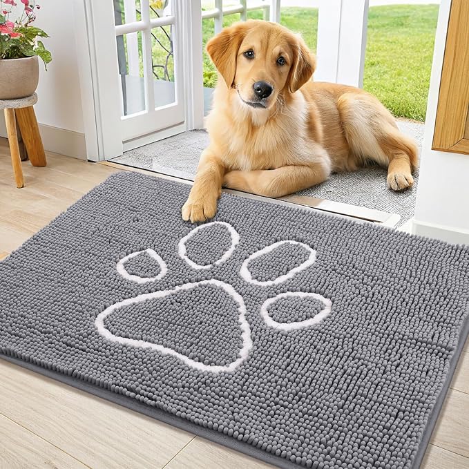 Smiry Dog Door Mat for Muddy Paws, Absorbent Dirt Trapper Non Slip Quick Dry