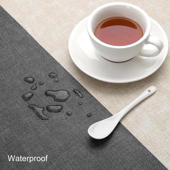 Table Runners 94 Inch Long, Dual-Sided Faux Leather Table Runner | Waterproof