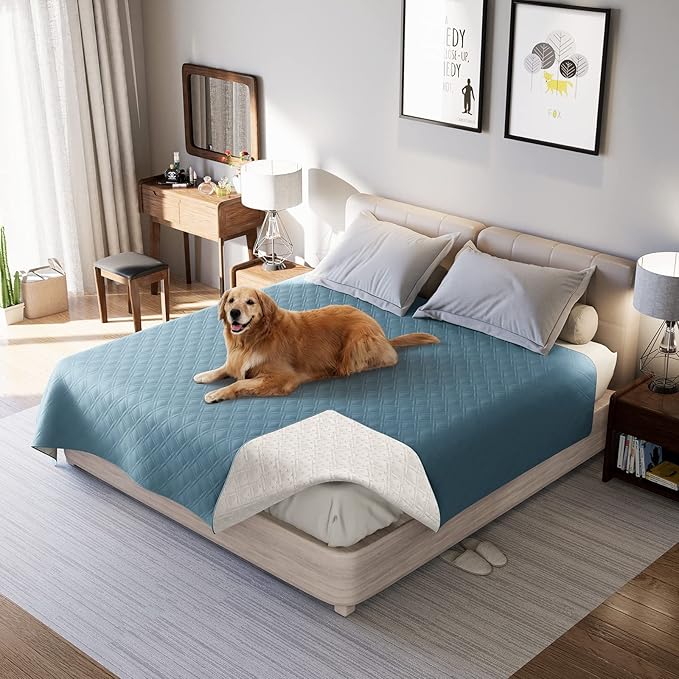 Waterproof Dog Bed Covers for Couch Protection, Water-Resistant Soft Dog Pet Blanket Anti-Slip Dog Blanket for Bed, for Furniture Bed Couch Sofa (Gray Blue,82x102inch)