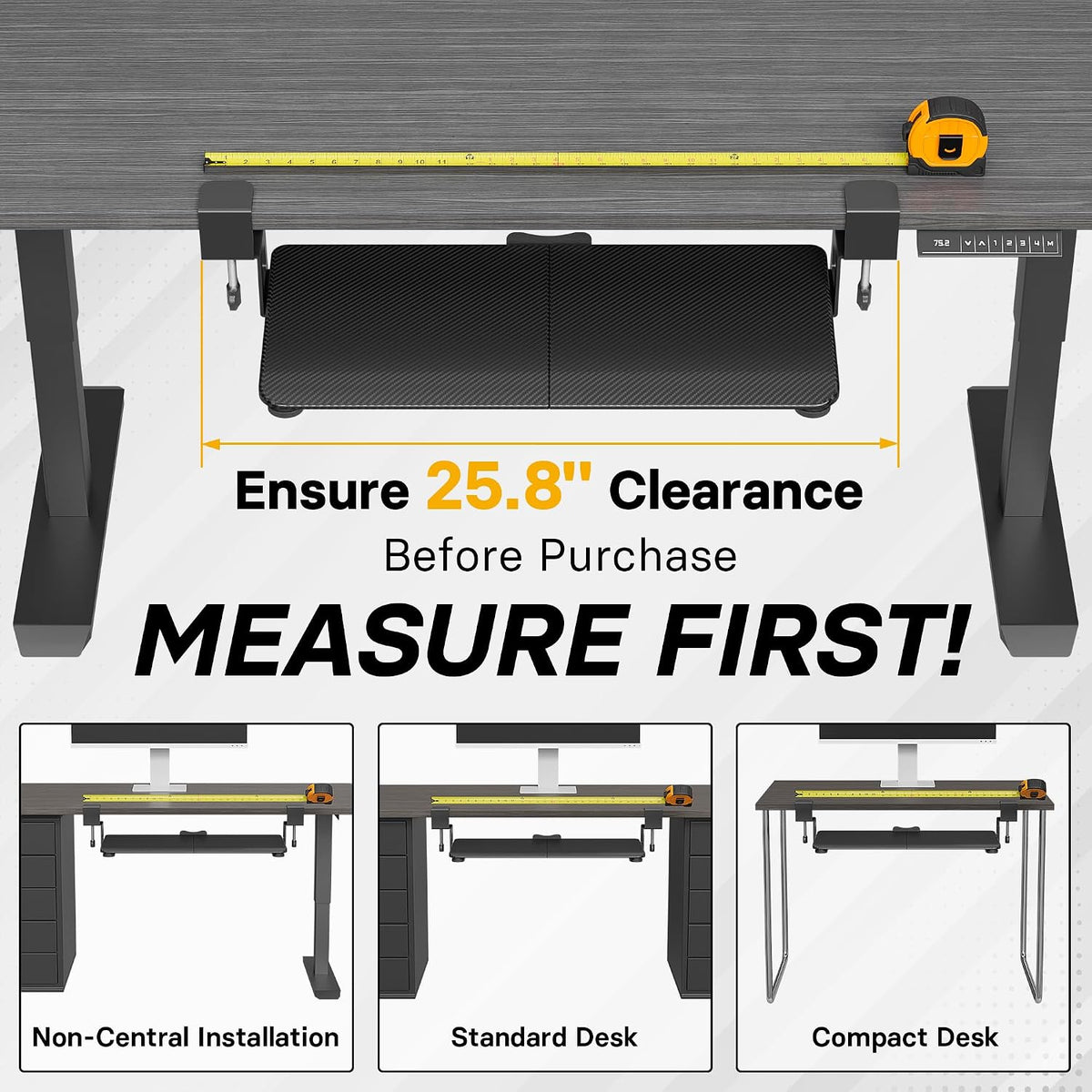 BONTEC Under Desk Keyboard Tray, Pull-Out Keyboard & Mouse Platform