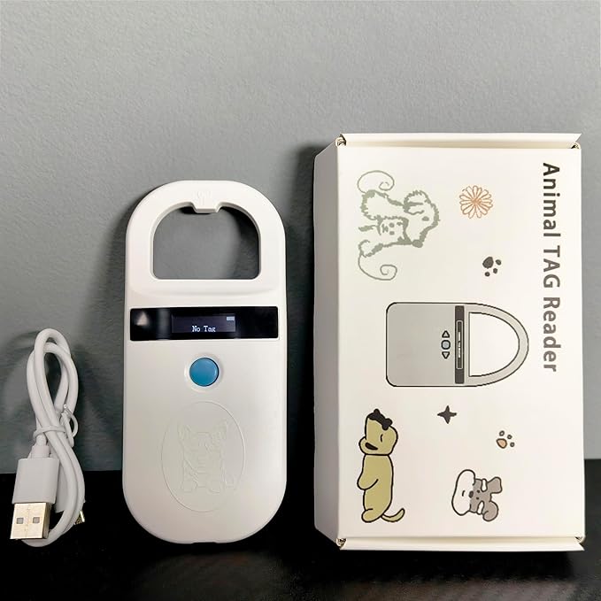 Pet Microchip Scanner ISO11784/85/FDX-B/EMID Animal Handheld Reader,134.2kHz Pet ID Scanner Rechargeable Animal Chip Registration, for Dog/Cat/Pig(AR190A)