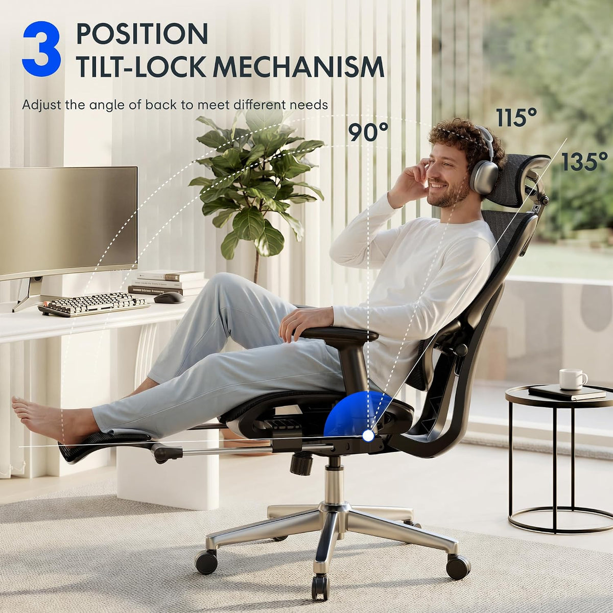 FLEXISPOT ErgoX Premium Ergonomic Office Chair Blue-FT