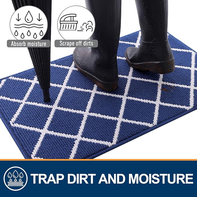Finchitty Large Indoor Door Mat, Non-Slip Absorbent Resist Dirt Entrance Mat