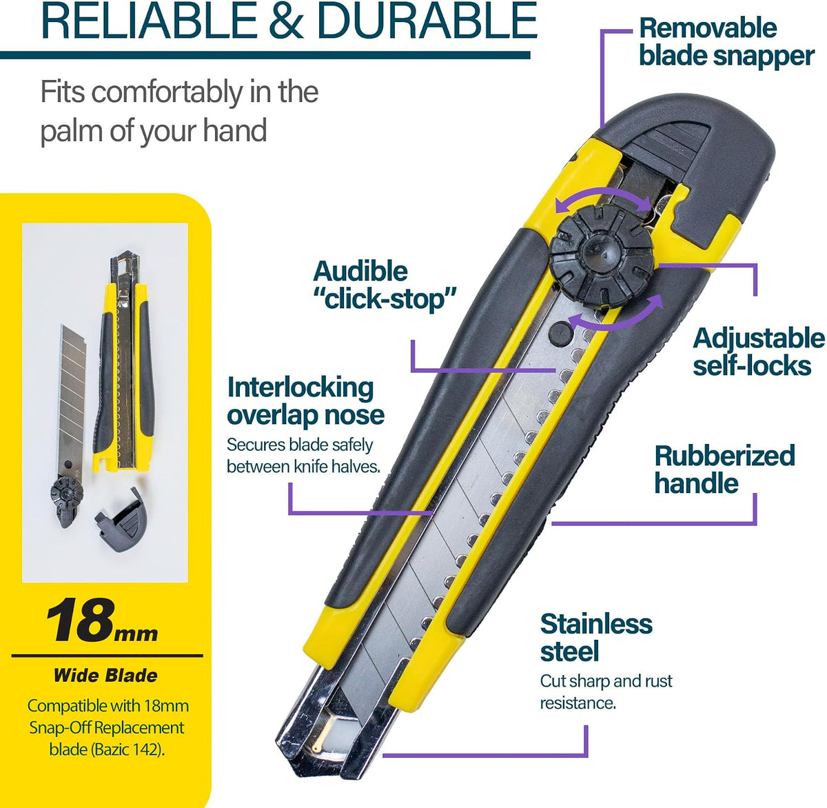 BAZIC Products 18 mm Utility Knife, 144-Case