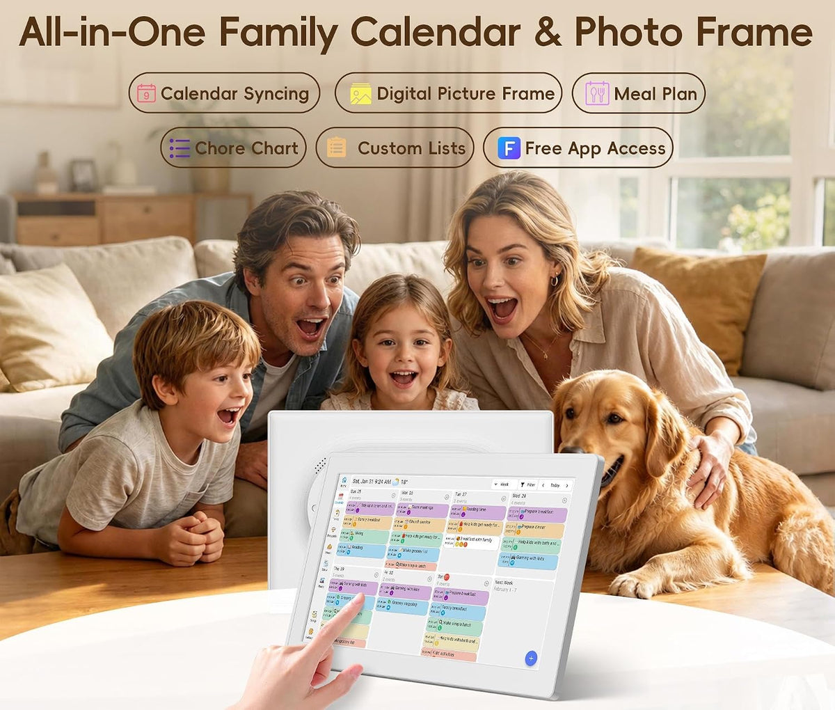 Digital Calendar, 15.6-inch Smart Digital Wall Planner & Chore Chart | No Subscription Touchscreen Family Organizer for Schedules, Meal Planning, Photo Display, Desk & Wall Mount | Gift for Women, Men & Families