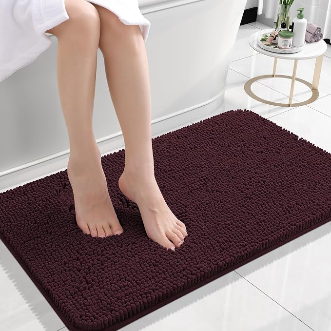 OLANLY Small Bathroom Rugs 24x16, Extra Soft Absorbent Chenille Bath Rugs
