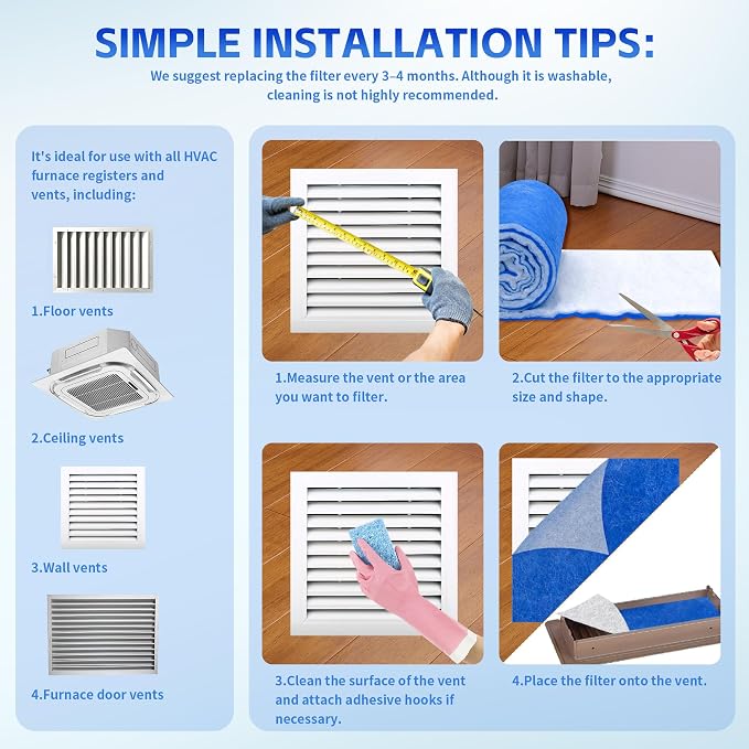 Custom Size Air Vent Filters – 12”x120” Electrostatic Filter Roll