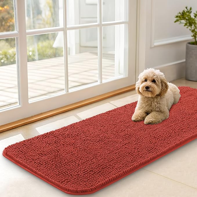 OLANLY Dog Door Mat for Muddy Paws 47x17, Absorbs Moisture and Dirt, Absorbent