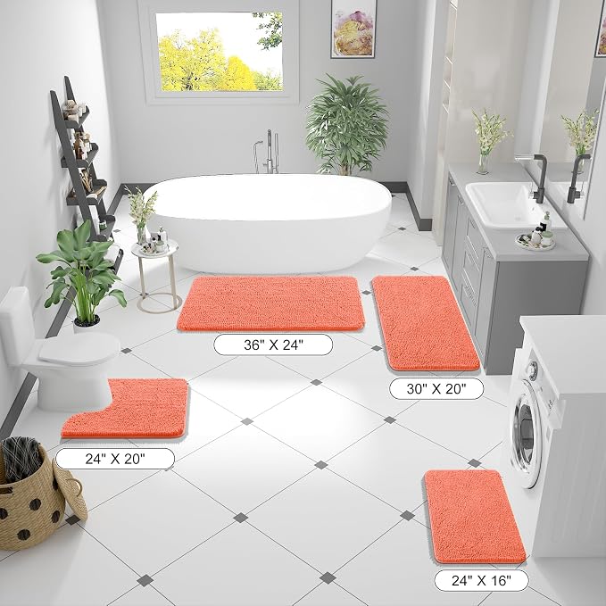 OLANLY Bathroom Runner Rugs 59x24, Extra Soft Absorbent Chenille Bath Rugs