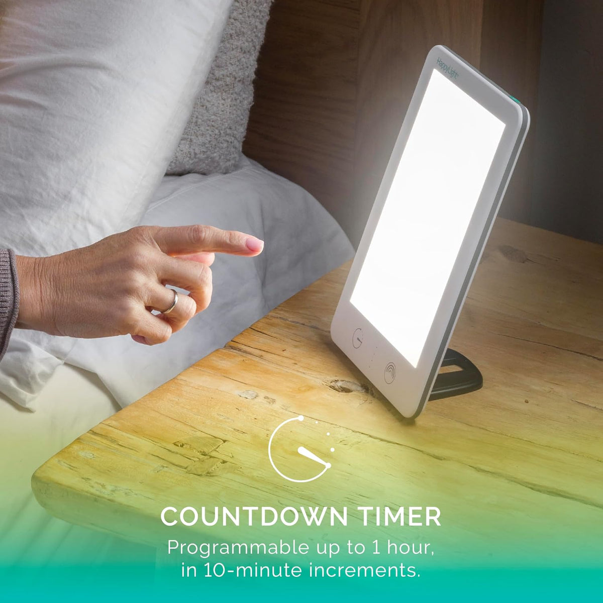 Verilux HappyLight Lumi Plus - Light Therapy Lamp with 10,000 Lux, UV-Free, LED Bright White Light with Adjustable Brightness, Countdown Timer, & Detachable Stand - Boost Mood, Sleep, and Focus