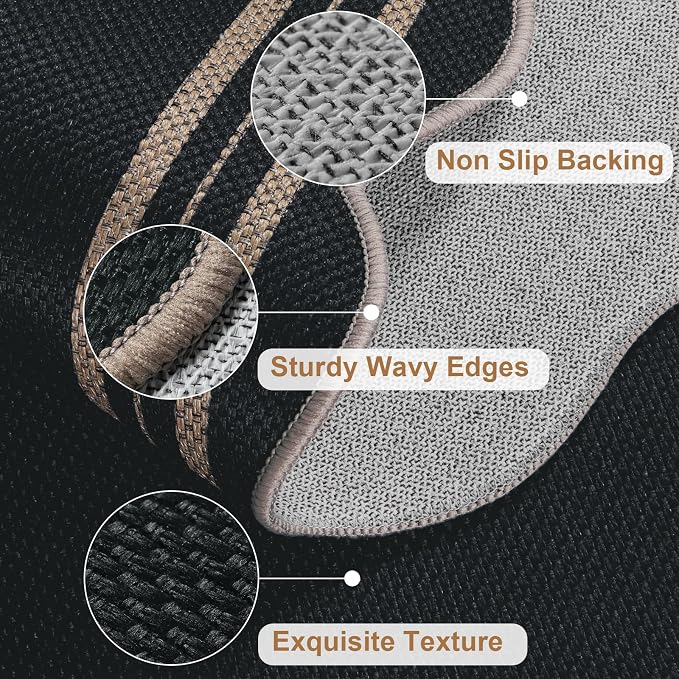 Scalloped 2x6 Kitchen Runner Rug, Washable Rugs