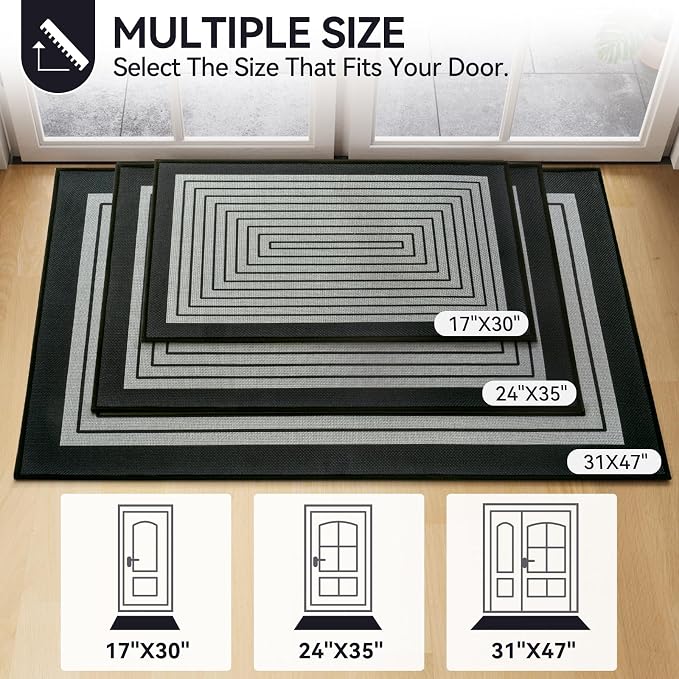 Front Door Mat 17''x30'', Absorbent Dirt Resist Washable Non Slip Low-Profile
