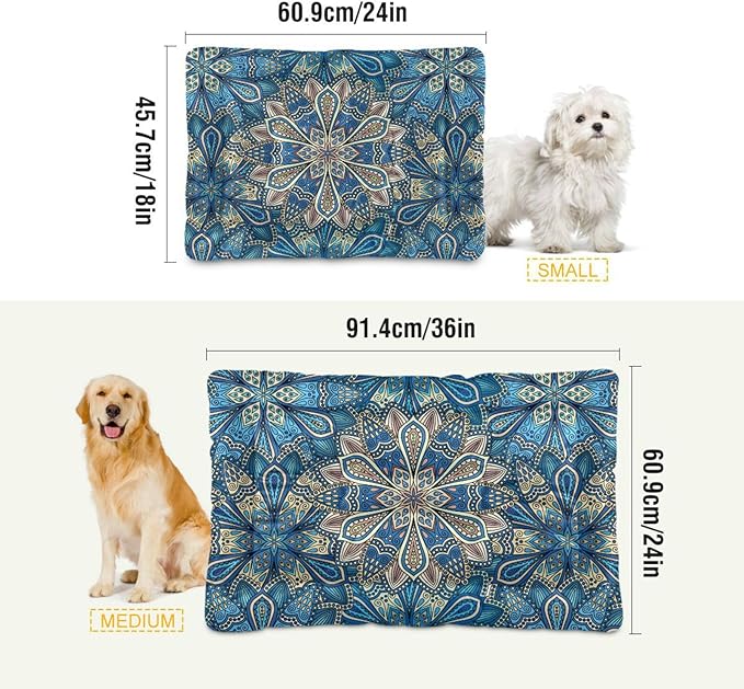 Pet Bed Bohemia Floral Dog Bed Mat Absorbing Non Slip Pad Pet Sleeping Mat for Small, Medium, and Large Dogs Puppy Cat 36 in x 24 in