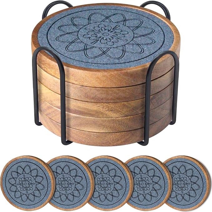 5 Pack Coasters for Drinks Absorbent, Coasters for Coffee Table