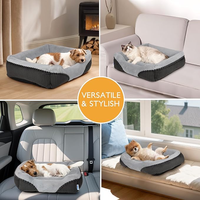Washable Orthopedic Dog Bed - Soft Calming Pet Cuddler with Anti-Slip Bottom, Durable Plush Puppy Bed for Sleeping and Resting, Large(30"x24"x8")