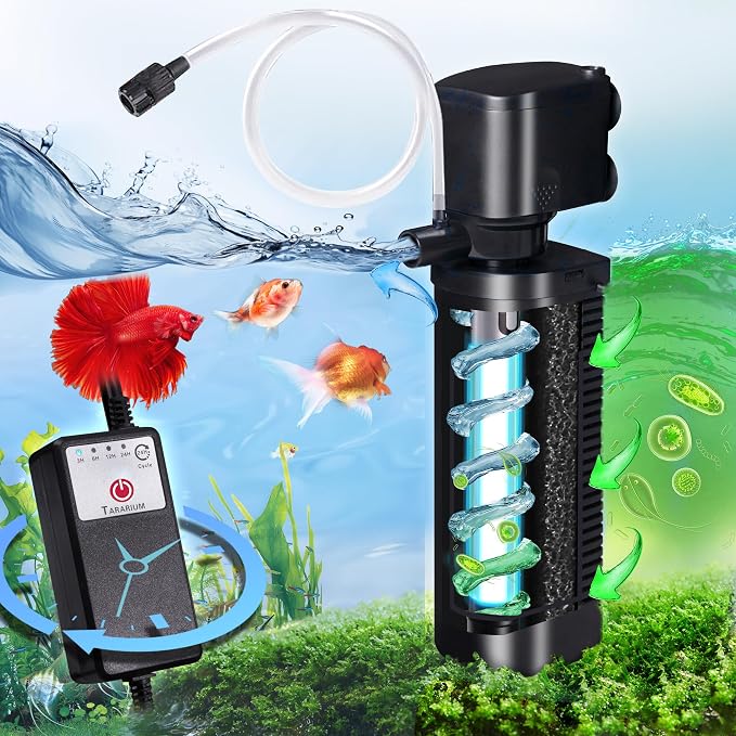 Aquarium Filter U-V w/Scientific 3, 24H Timer 200GPH