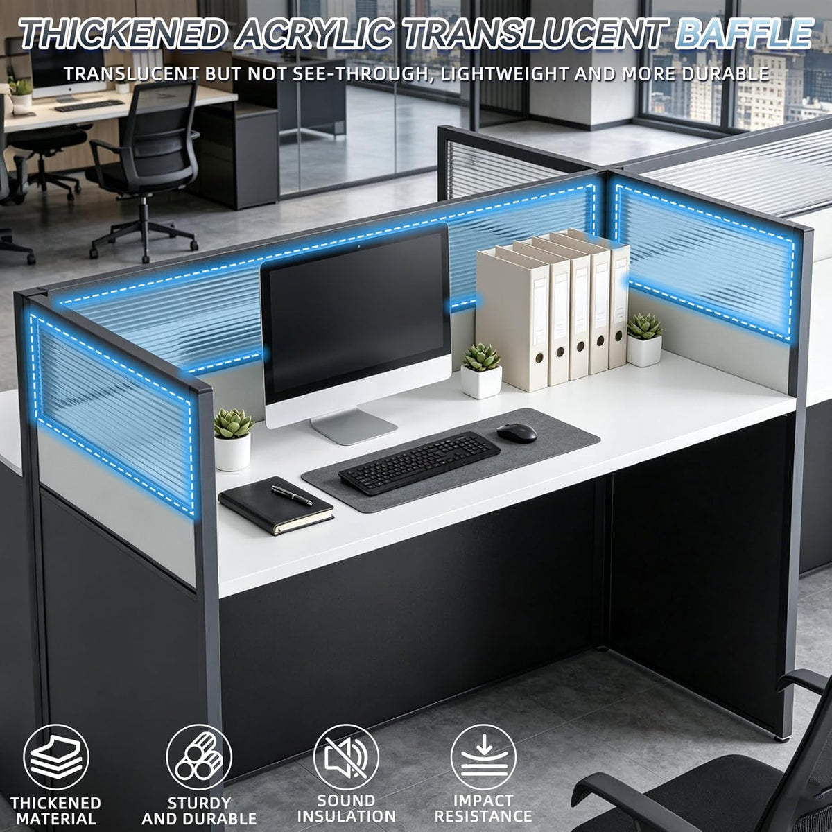 Office Cubicle Desk, 2 People Computer Workstations 4s45 with Mute Privacy Panels, Office Cubicles Workstation Computer Table with Cable, Partitions Desk for Home/Offices Commercial Workspace,Business
