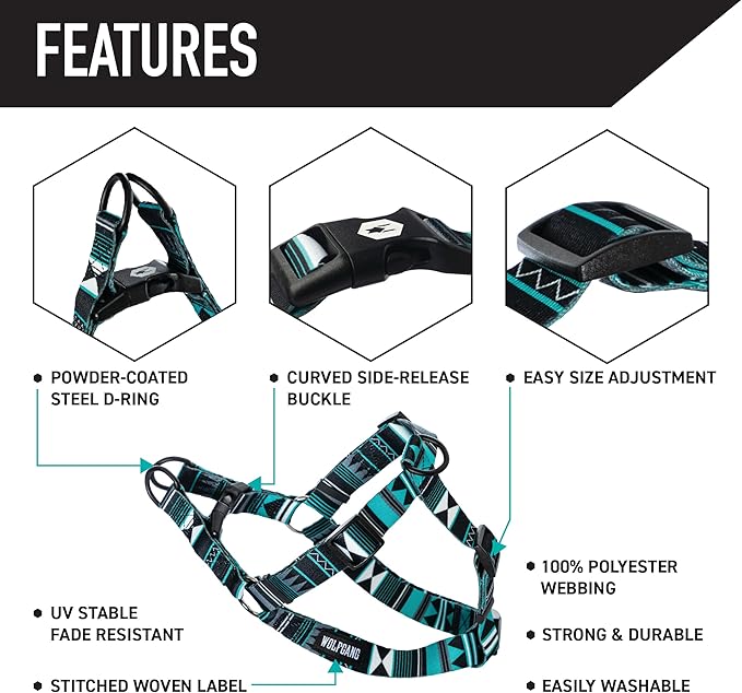 Wolfgang Heavy Duty Adjustable Dog Harness, Pull-Tested for Walking & Training, WesternSky Print, Medium