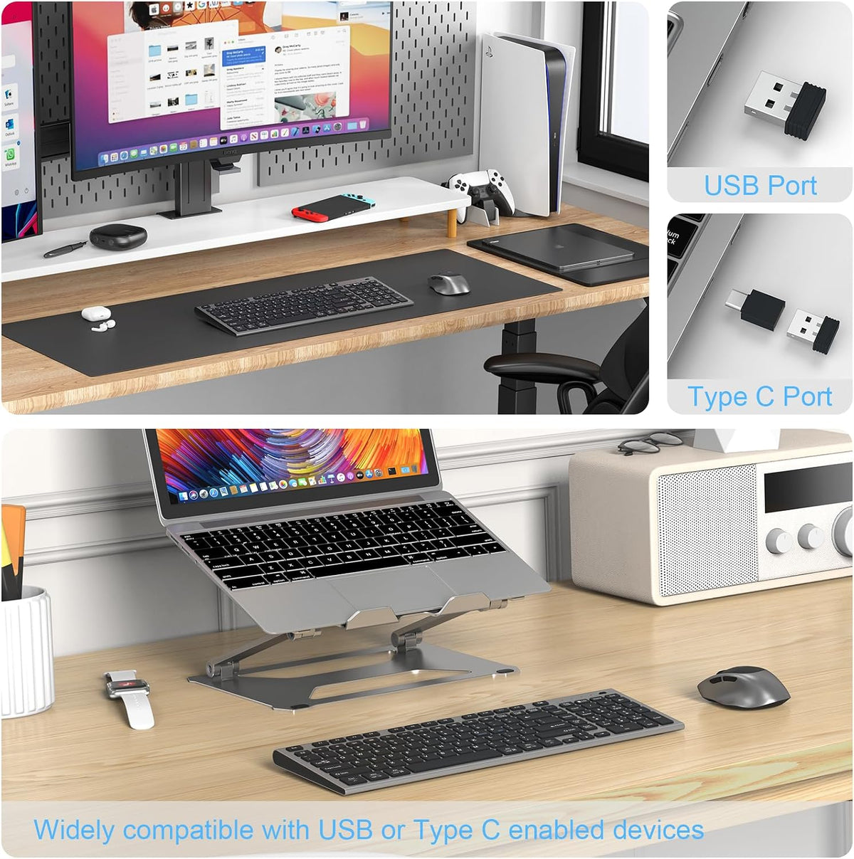 FENIFOX Rechargeable Wireless Keyboard and Mouse, with Number Pad Grey