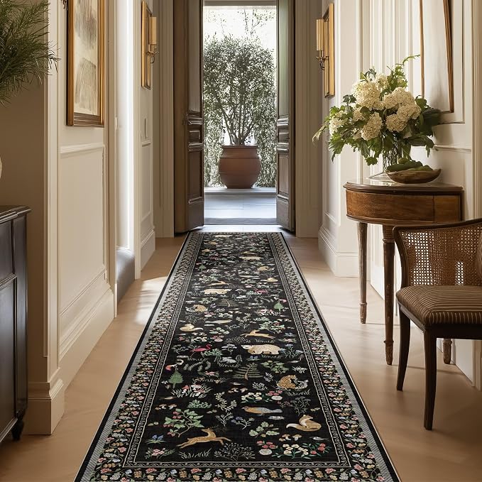 Machine Washable Kitchen Runner Rugs: 2'x10' Hallway Runner Non Slip Low Pile