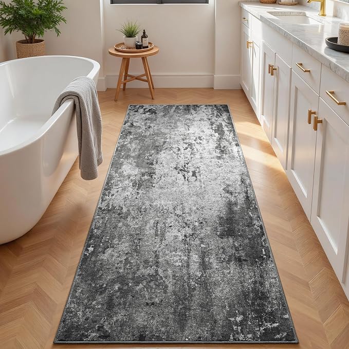 2x6 Black Rug Runners for Hallways Kitchen Runner Rug Non Slip Washable Black