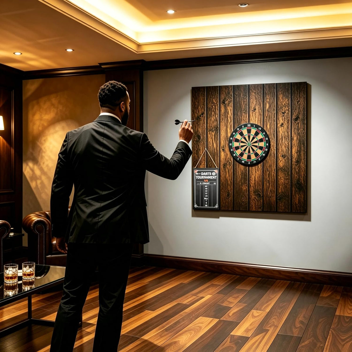 Felt Dart Board Wall Protector Foldable Cork Alternative Backing Board, 35.4x35.4 Inch Square with 0.6ickness & Adhesive Pads Darts Scoreboard, for Home, Basement & Garage