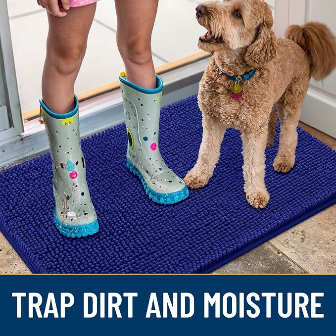 Smiry Dog Door Mat for Muddy Paws 36x24, Absorbent Dirt Trapper, Non-Slip