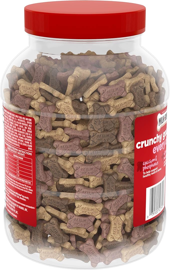 Milk-Bone Flavor Snacks Mini’s Dog Biscuits, Flavored Crunchy Dog Treats, 36 Oz. Canister (Pack of 2)