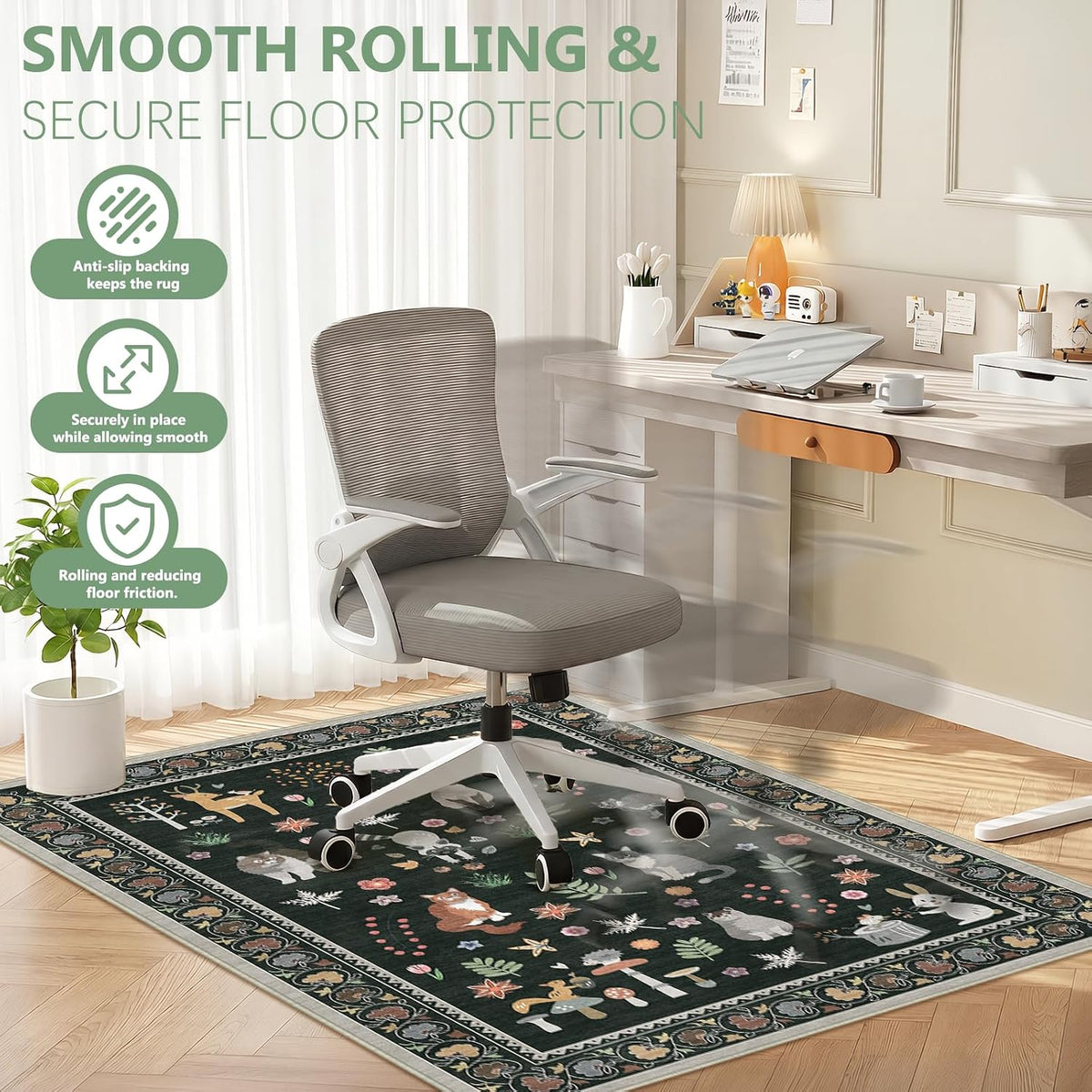 Office Chair Mat for Hardwood Floor & Tile Floor,48"X 60"-Colorful Animals