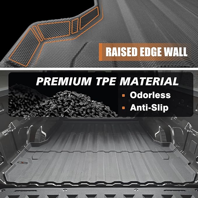 TripleAliners Truck Bed Mat Compatible with Chevy Colorado/GMC Canyon 2023 2024 2025 2026 Accessories 5FT Vehicle Perfectly Flush All Weather Protection TPE Heavy Duty Pickup Car Bed Cargo Mat