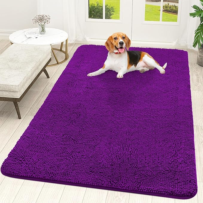 OLANLY Dog Door Mat for Muddy Paws 59x35, Absorbs Moisture and Dirt, Absorbent