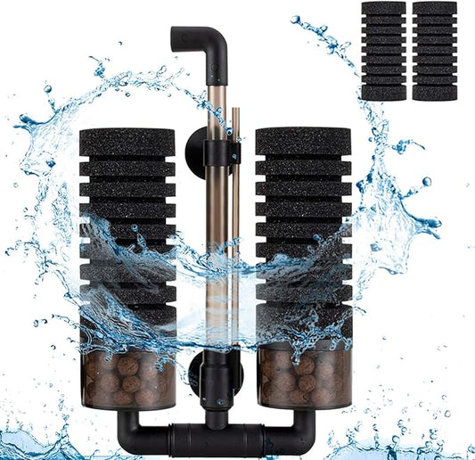 hygger Sponge Filter, Aquarium Filter Double Sponge Replaceable Media