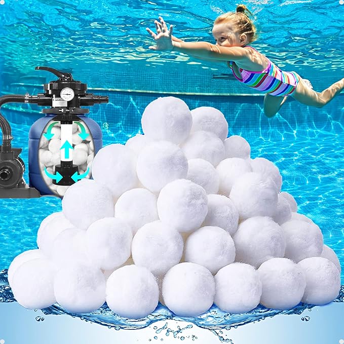 QwayHome 1.54 lbs Pool Filter Balls, Reusable Filter Sand Balls