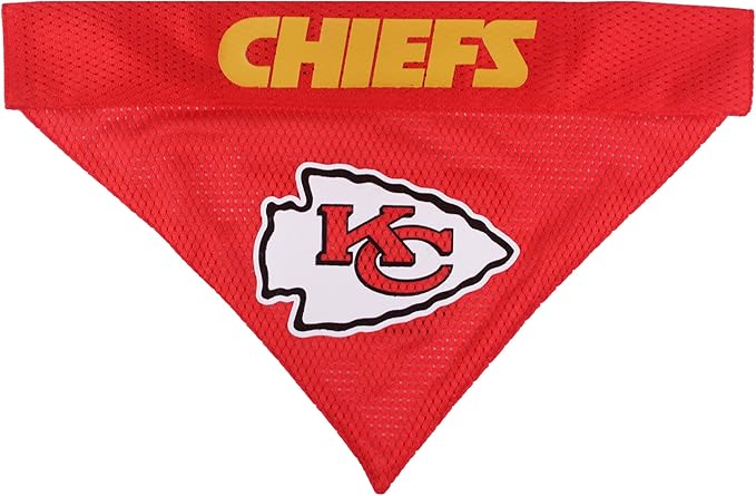 Pets First NFL DOG BANDANA - KANSAS CITY CHIEFS REVERSIBLE PET BANDANA. 2 Sided Sports Bandana with a PREMIUM Embroidery TEAM LOGO, Large/X-Large. - 2 Sizes & 32 NFL Teams available, KCC-3217-L-XL