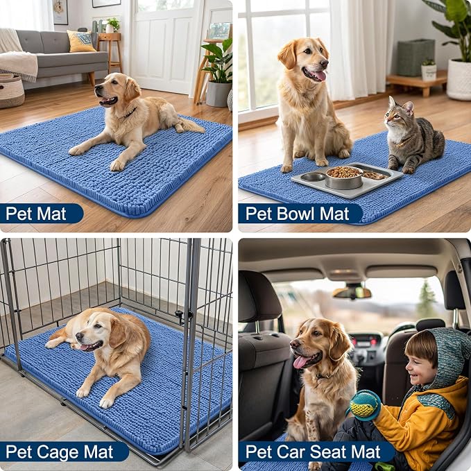 Smiry Dog Door Mat for Muddy Paws 24x16, Absorbent Dirt Trapper, Non-Slip