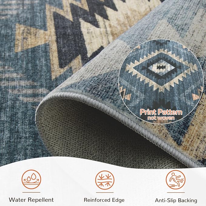 BESTSWEETIE Area Rug 8x10 Rug Machine Washable Non-Slip Low Pile Print Pattern